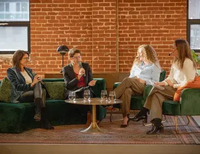 Panel d'une conférence l'Effet A sur la Place des femmes chez Boralex avec Marie-Josée Arsenault, PVP et cheffe Talents et culture pour Boralex