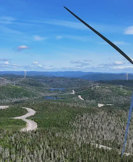 Vue aérienne du parc éolien Apuiat