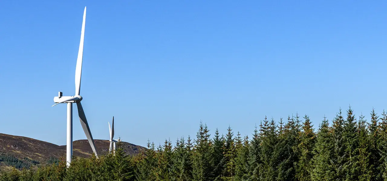Parc éolien de Limekiln vue du ciel