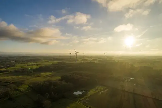 Parc éolien de Bazougeais vu du ciel France
