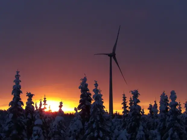 Parc éoliend de Temiscouata au levé du soleil