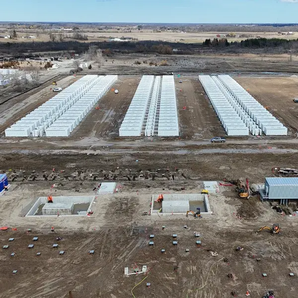Vue aérienne du site de stockage d'Hagersville en Ontario opéré par Boralex