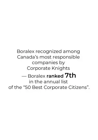 Mention of boralex as ranked 7th of the Best 50 corporate citizen listing in 2026 by Corporate Knights